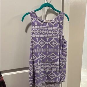 Everly Purple and White Geometric Tank Top
